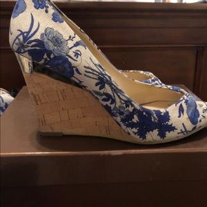 Gucci blue flora canvas wedges